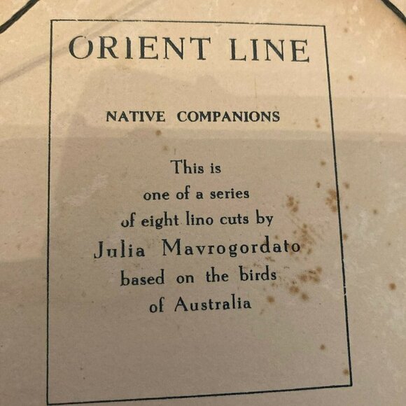 Julia Mavrogordato Lino Cuts Prints Orient Line Top Pigeons & Native Companions - Picture 4 of 10